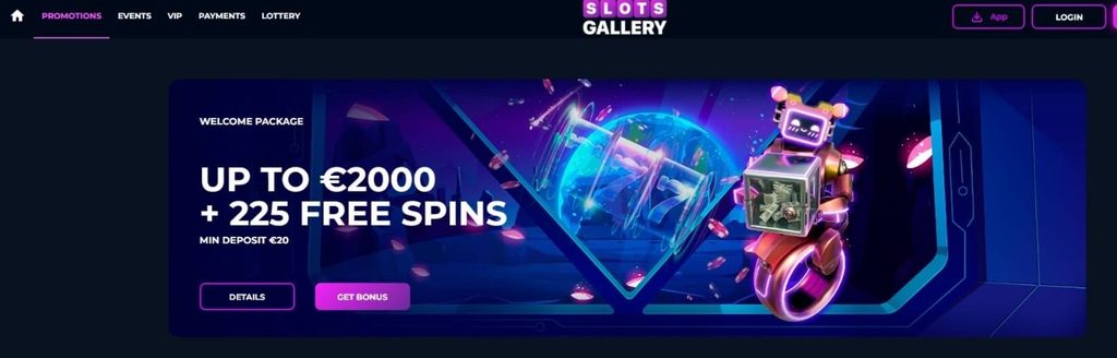 Slots Gallery bonus details, stake restriction quoted in the small print