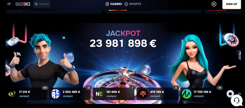 Gizbo Casino bonus details, shared code entered in the promotions field