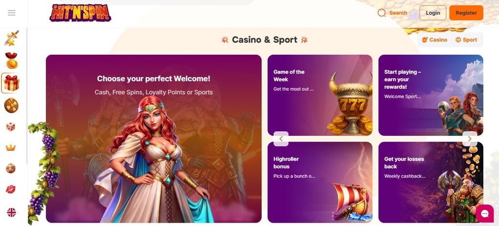 HitNSpin bonus details, spin count printed above the wagering line